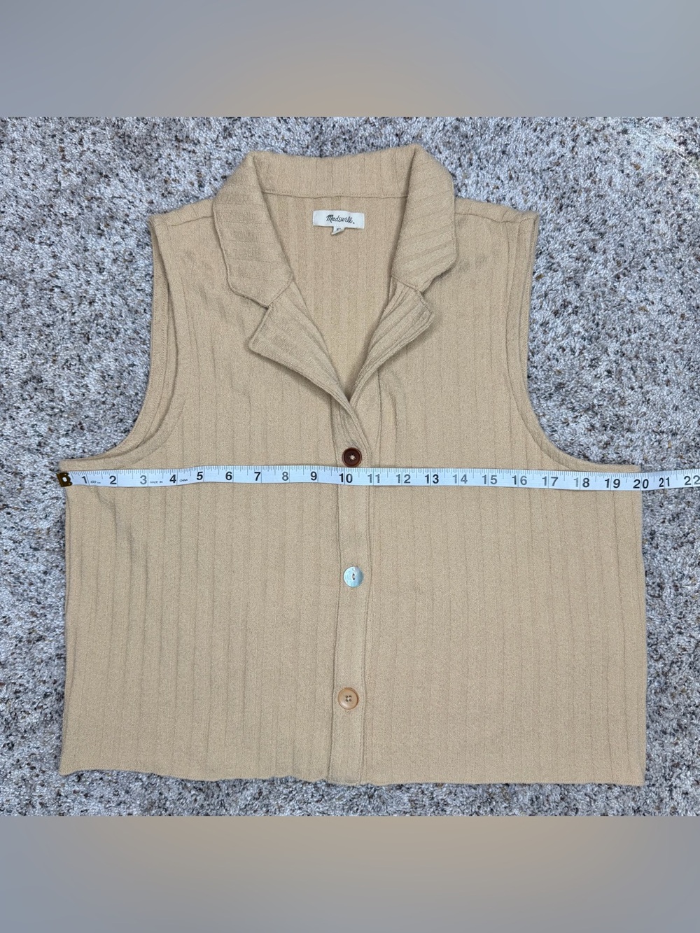 Madewell Mixed Button Up Ribbed Polo Tank Top Extra Large XL Gold Yellow - Picture 7 of 8